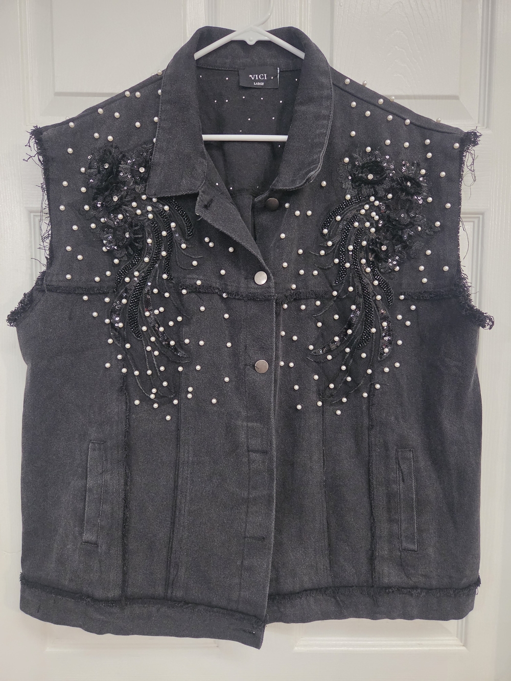 Vici Collection Kearney Oversize Denim Vest - Black